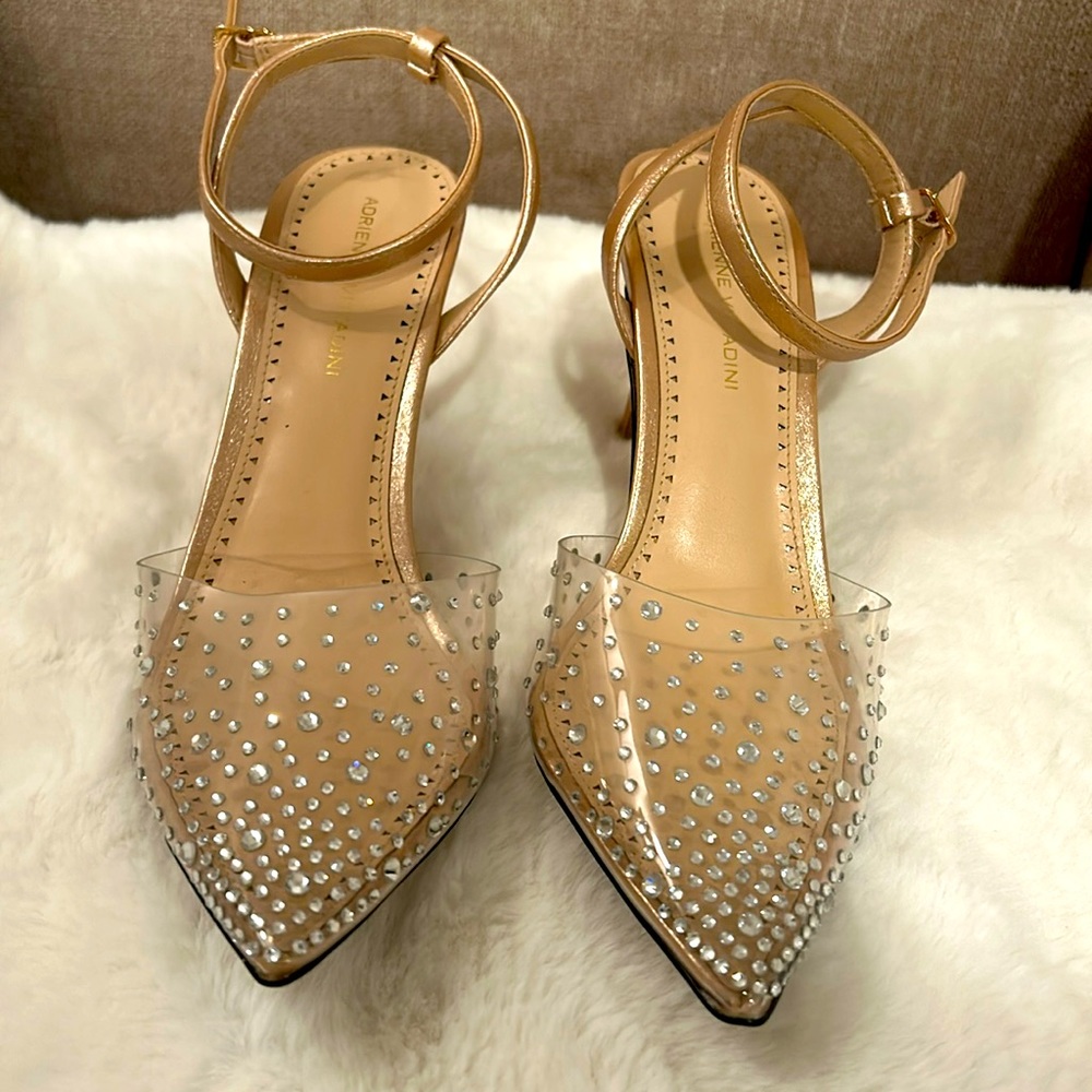Adrienne Vittadini Gold Heels with Rhinestones 10M
